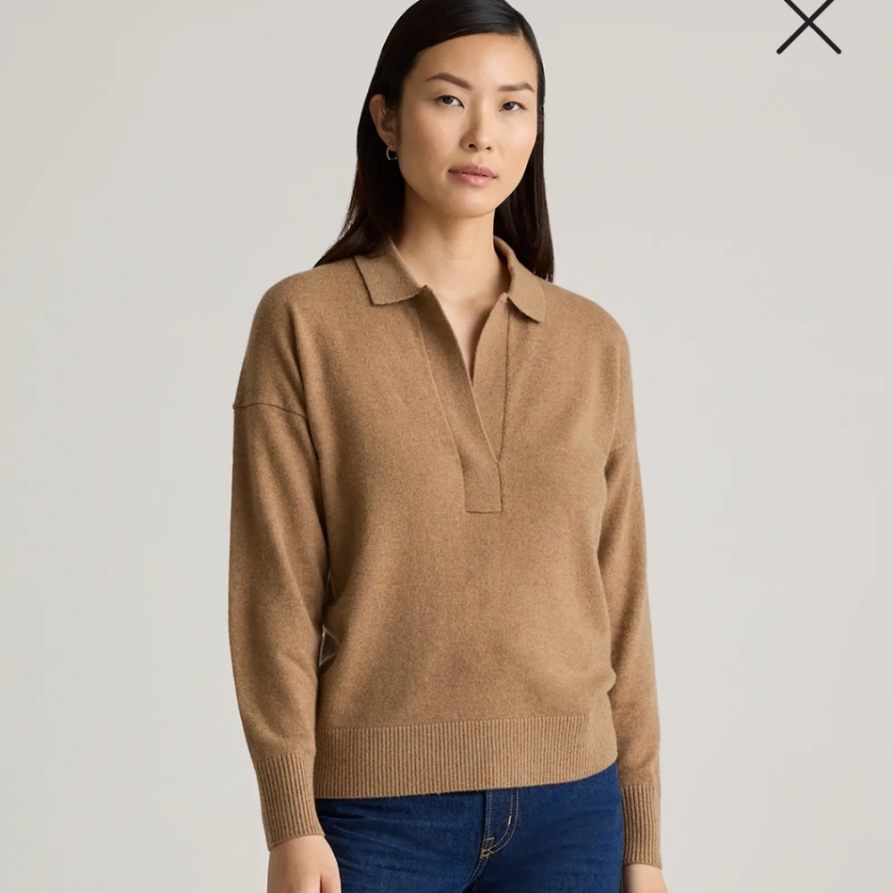 Quince Mongolian Cashmere Polo Sweater